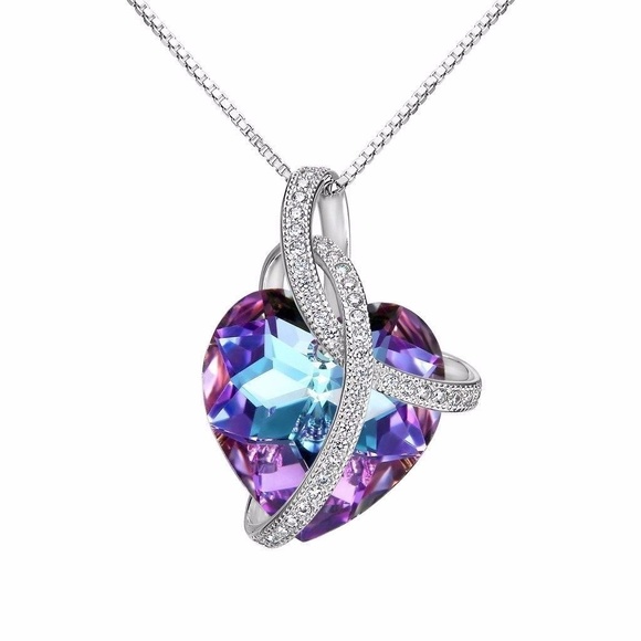 925 Sterling Silver CZ 'Courageous Heart' Necklace - Picture 1 of 4